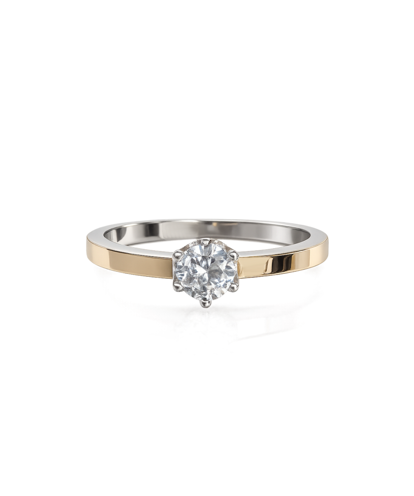 Sterling silver ring gold plated with zircons