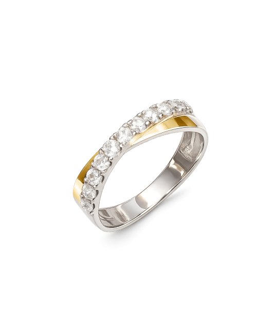 Sterling silver ring gold plated with zircons