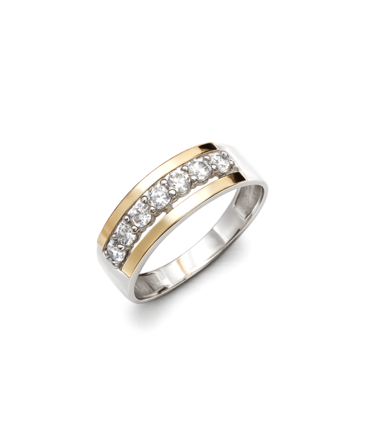 Sterling silver ring gold plated with zircons