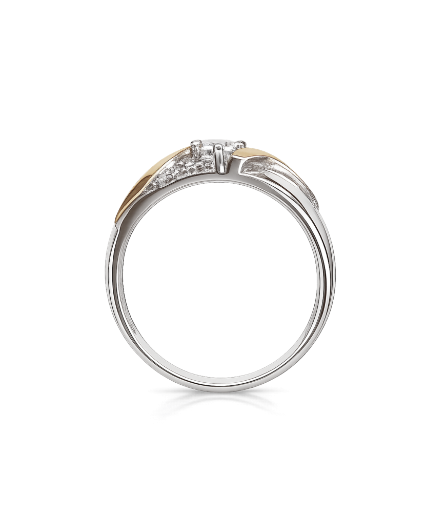 Sterling silver ring gold plated with zircons