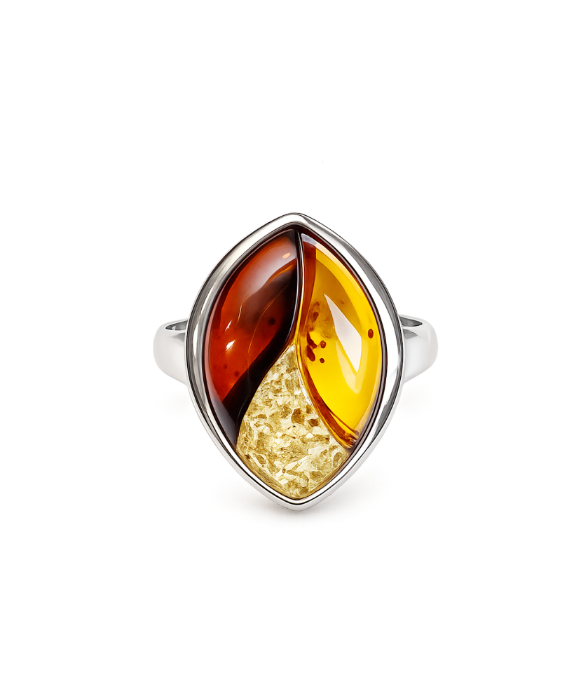Серебряное кольцо с янтарём