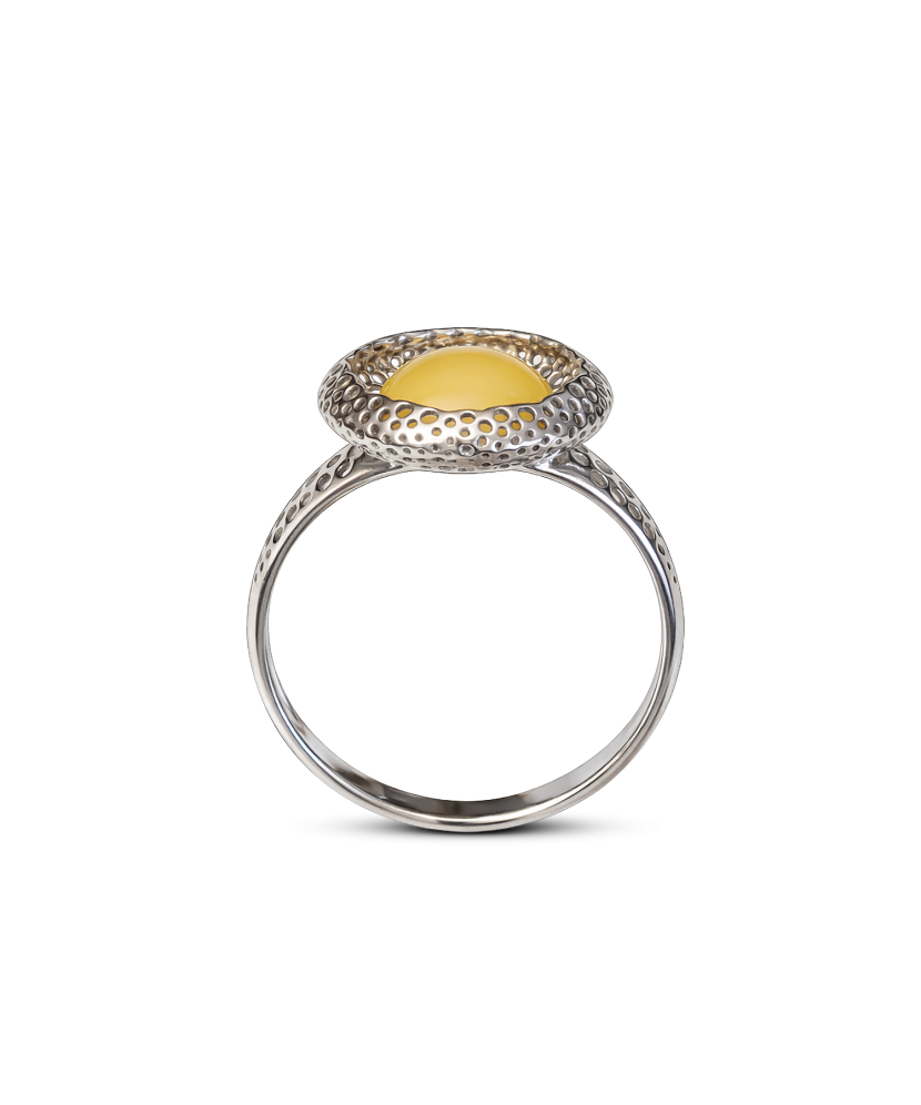 Sterling silver ring with amber