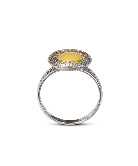 Sterling silver ring with amber