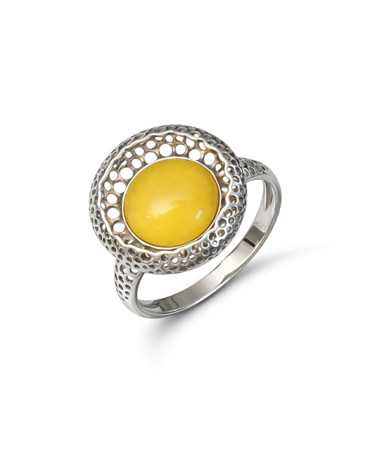 Sterling silver ring with amber