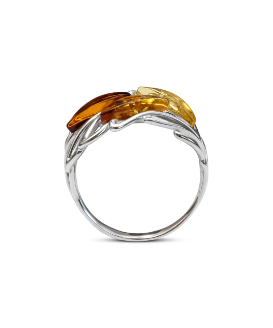 Sterling silver ring with amber