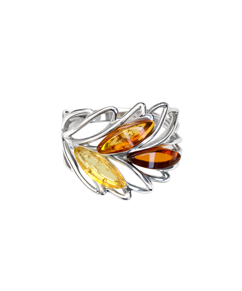 Sterling silver ring with amber