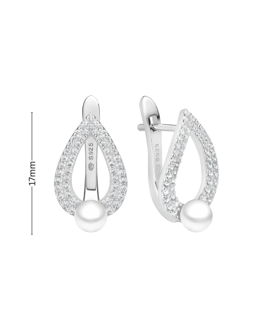 Sterling silver earrings with pearls and zircons