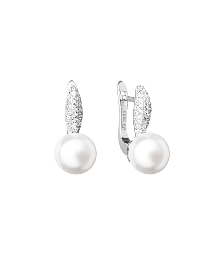 Sterling silver earrings with pearls and zircons