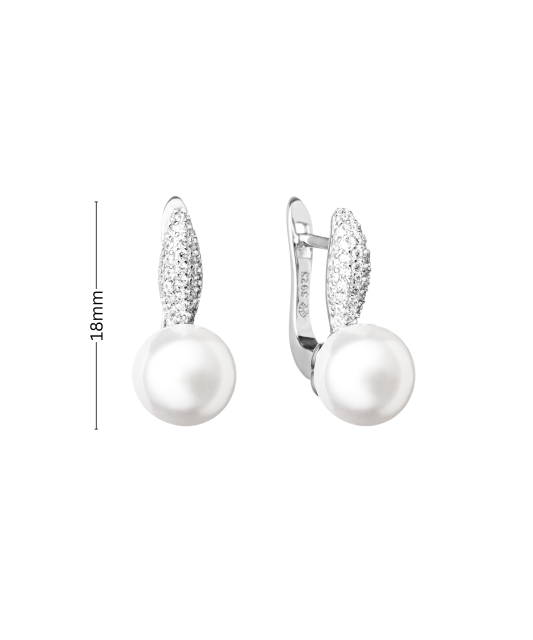 Sterling silver earrings with pearls and zircons
