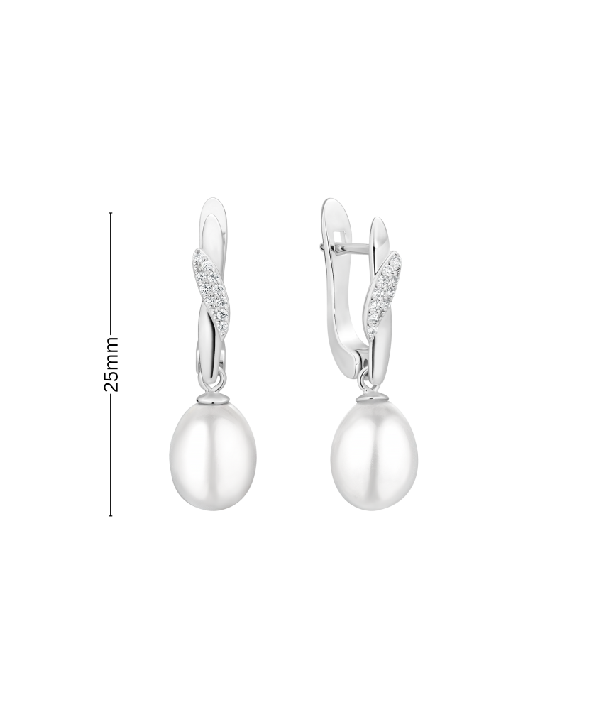 Sterling silver earrings with pearls and zircons