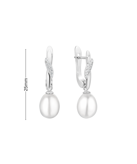 Sterling silver earrings with pearls and zircons