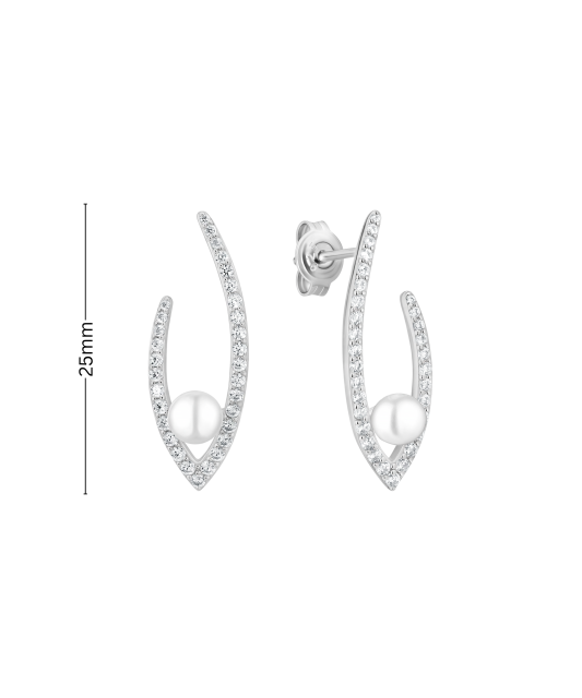 Sterling silver earrings with pearls and zircons