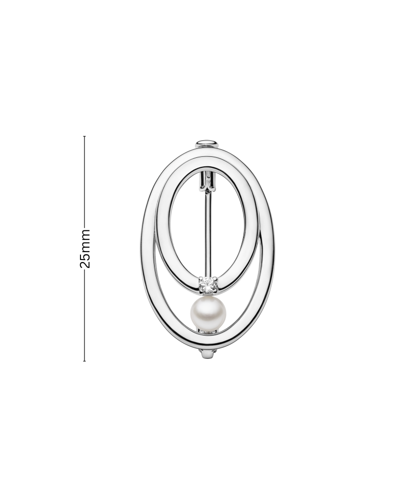 Sterling silver  brooch with pearl and zirconium