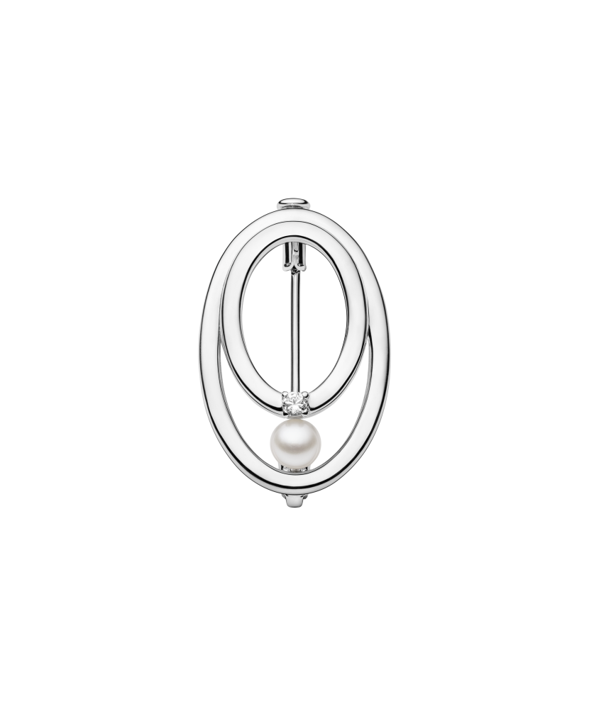 Sterling silver  brooch with pearl and zirconium