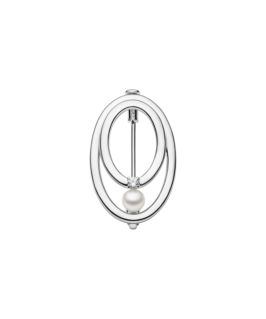 Sterling silver  brooch with pearl and zirconium