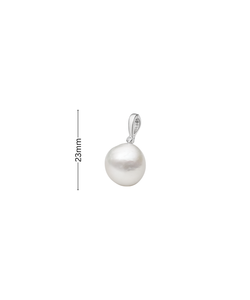 Silver pendant with Edison pearl and zircon