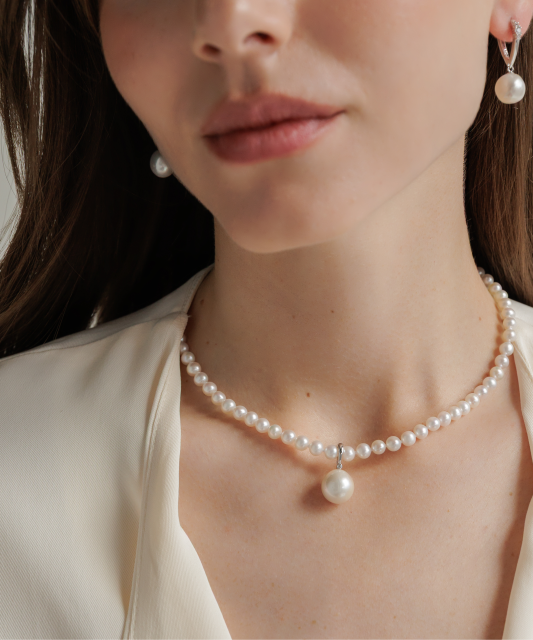 Серебряный кулон с жемчужиной Эдисона и цирконием