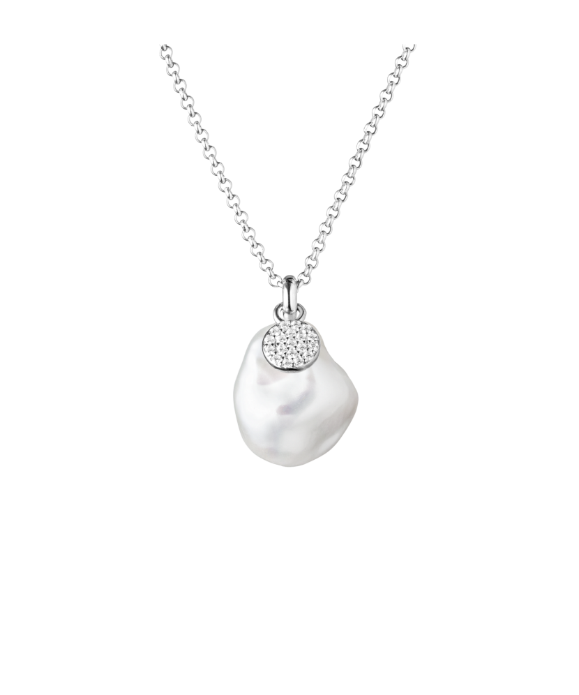 Sterling silver chain with pearl pendant and zircons