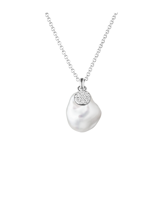Sterling silver chain with pearl pendant and zircons