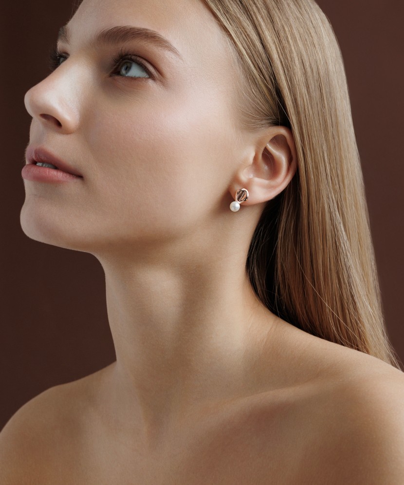 Позолоченные серьги из серебра с жемчугом