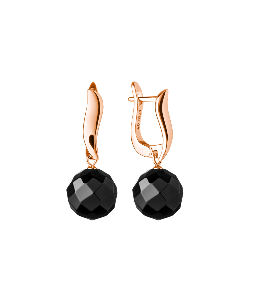 Gilded sterling silver earrings with onyx