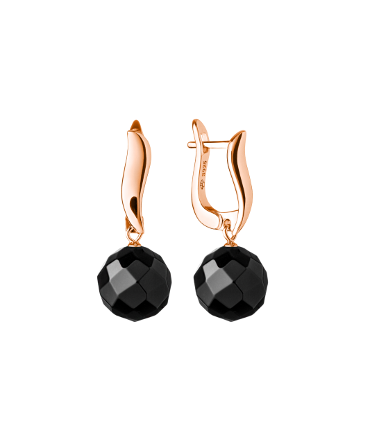 Gilded sterling silver earrings with onyx