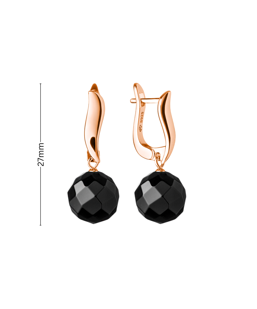 Gilded sterling silver earrings with onyx