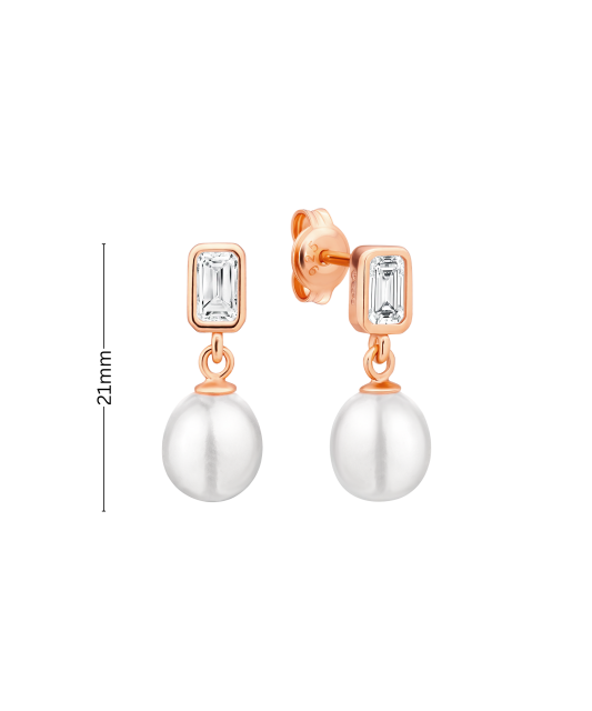 Gilded sterling silver earrings with pearls and zircons