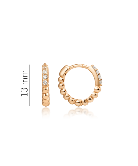 Gold earrings with zircons