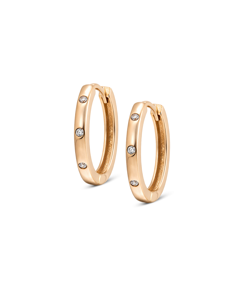 Gold earrings with zircons