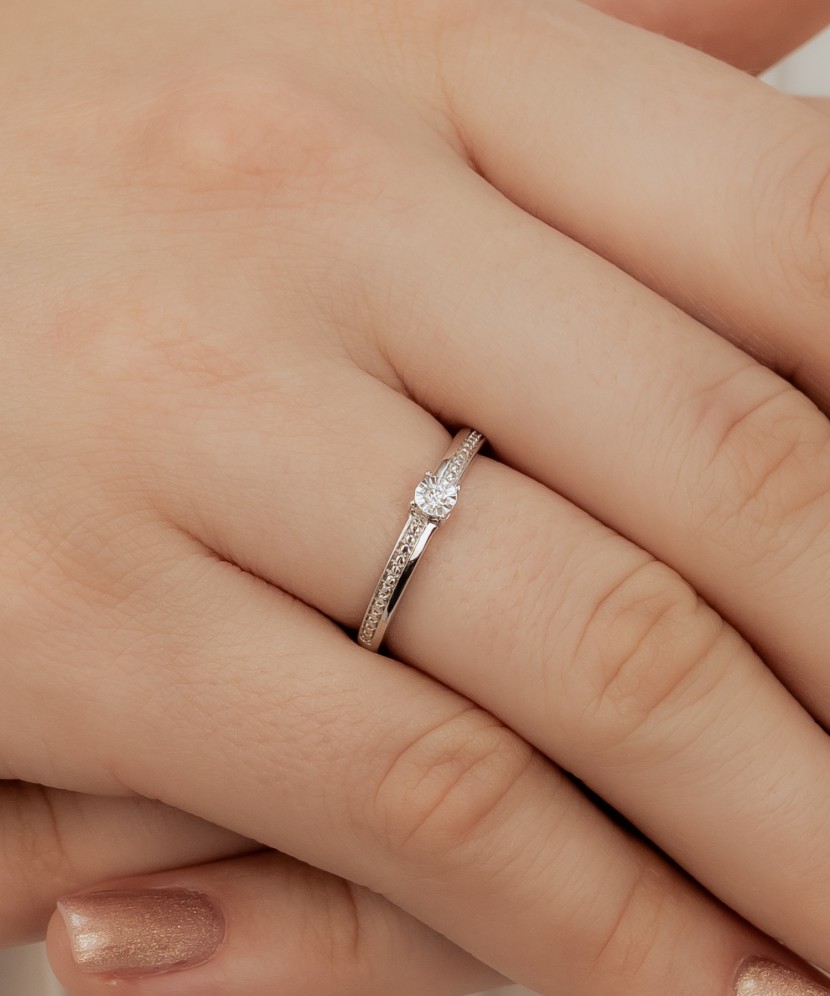 White gold ring with diamonds