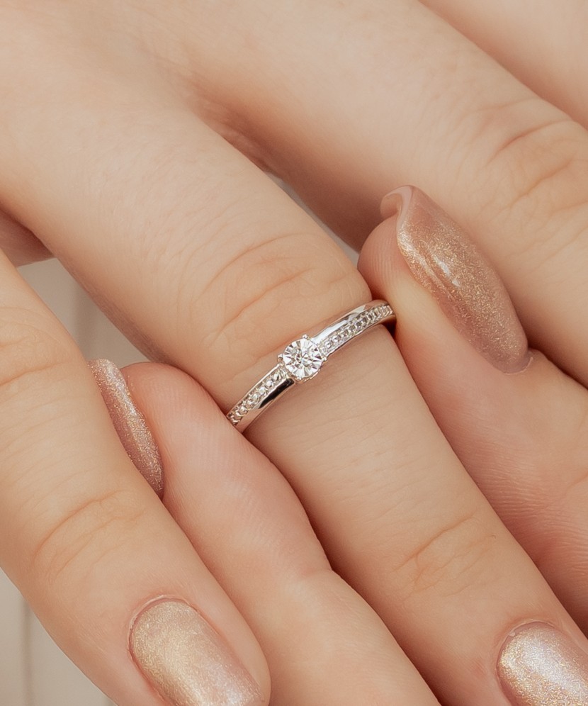 White gold ring with diamonds