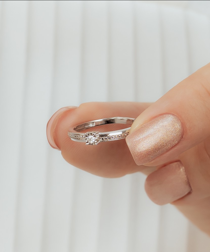 White gold ring with diamonds