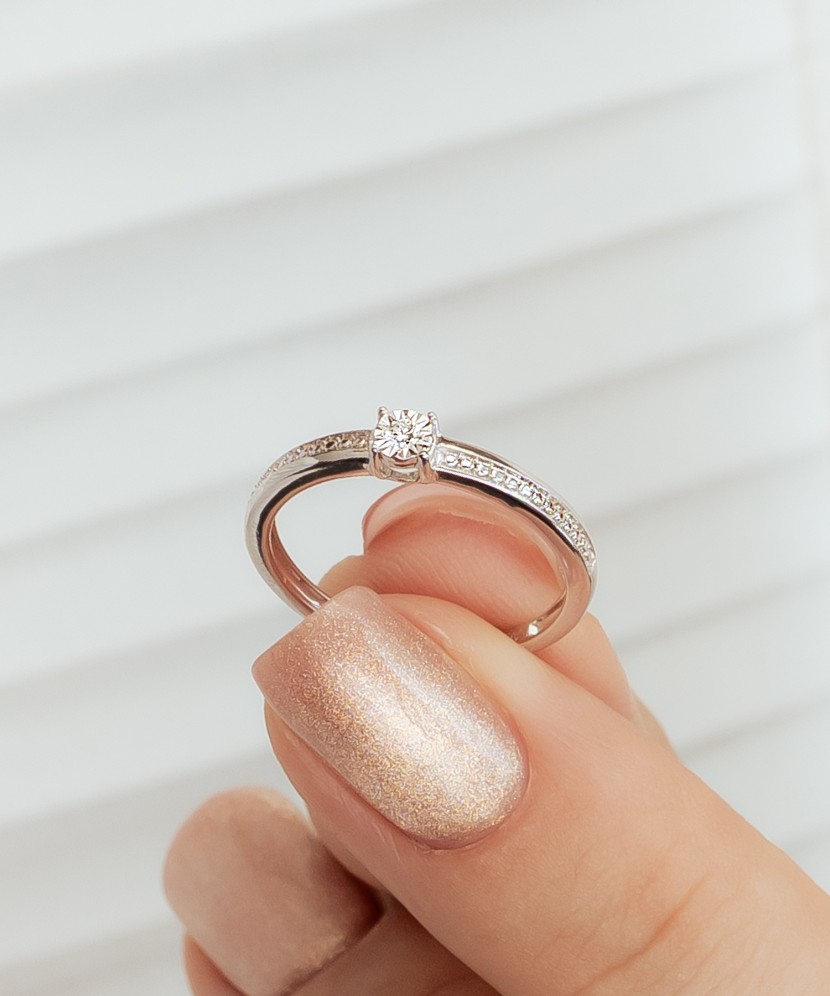 White gold ring with diamonds