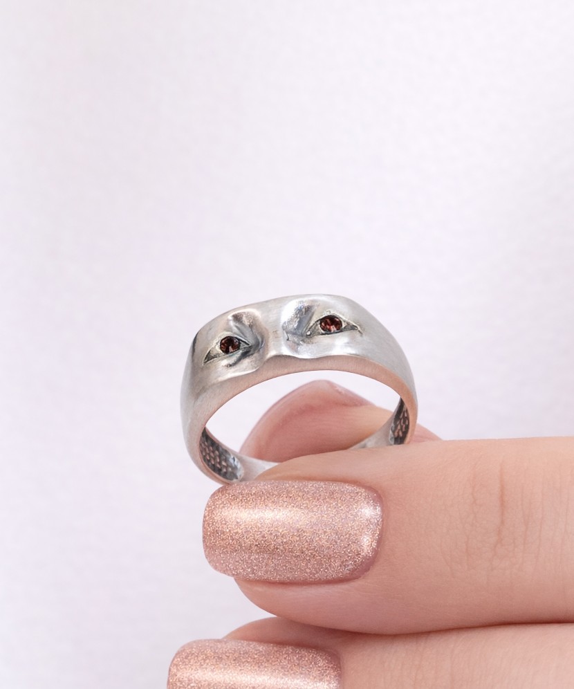 Silver ring with crystals