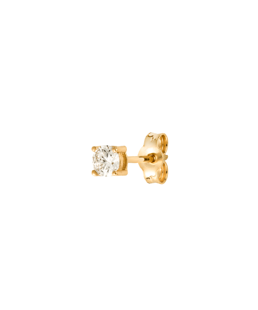 Yellow gold earring with cubic zirconia (1 pc)