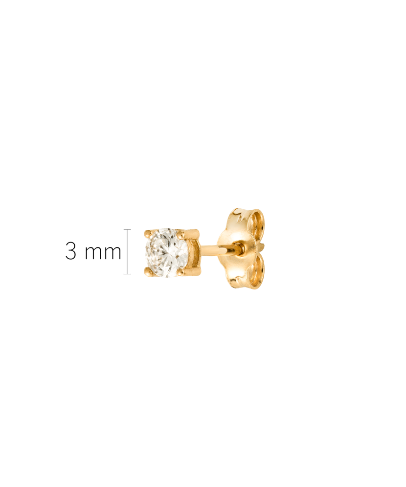 Серьга из жёлтого золота с цирконием (1 шт.)