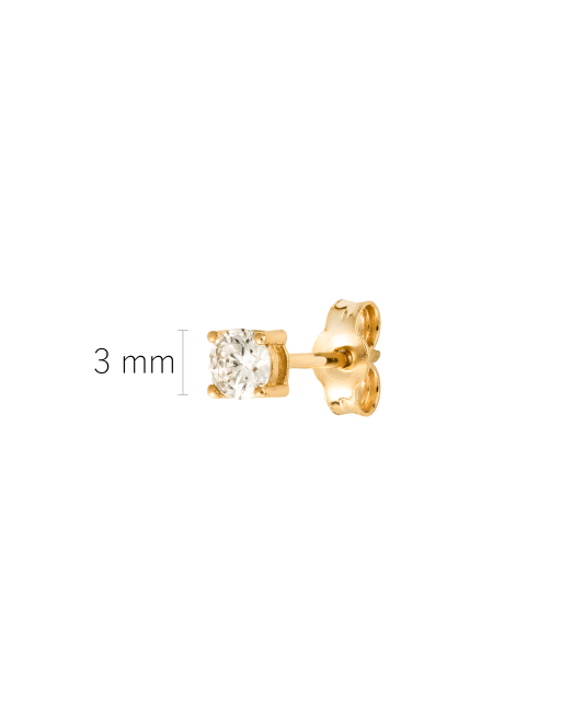 Yellow gold earring with cubic zirconia (1 pc)