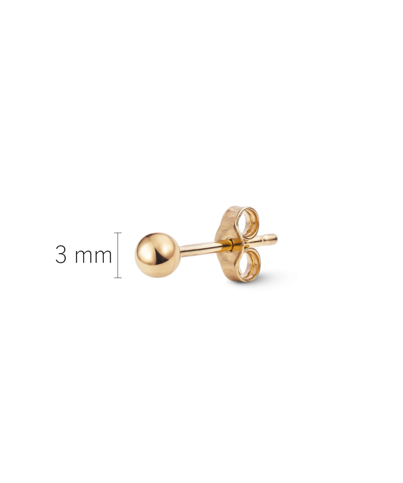Gold earring 3mm (1pc.)