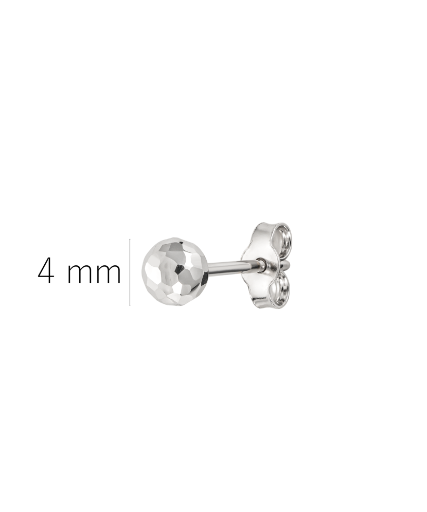 White gold engraved earring 4mm (1pc.)