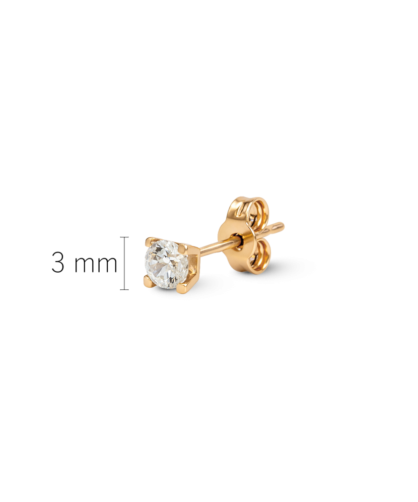 Gold earring with zircon (1pc.)