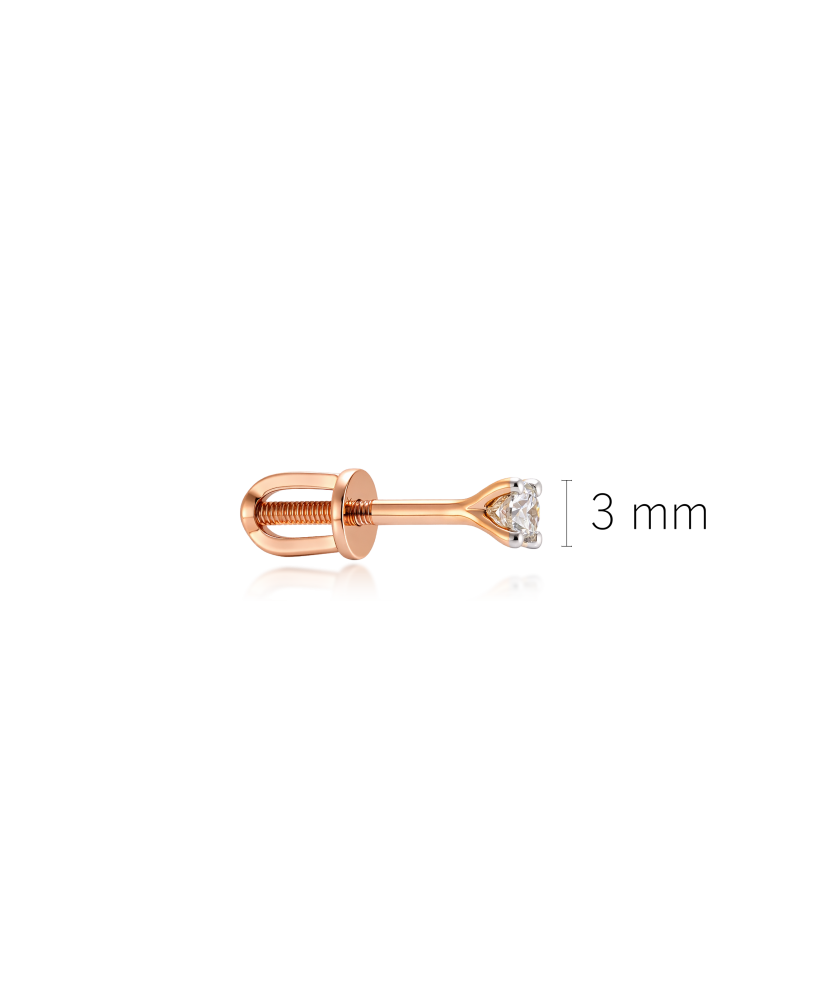 Золотые серьги с бриллиантами  (1шт.)0.09ct