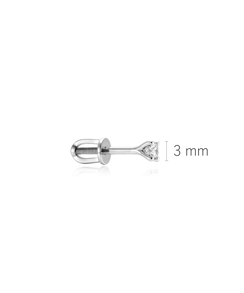 Серьга из белого золота с бриллиантом (1шт.) 0.09ct