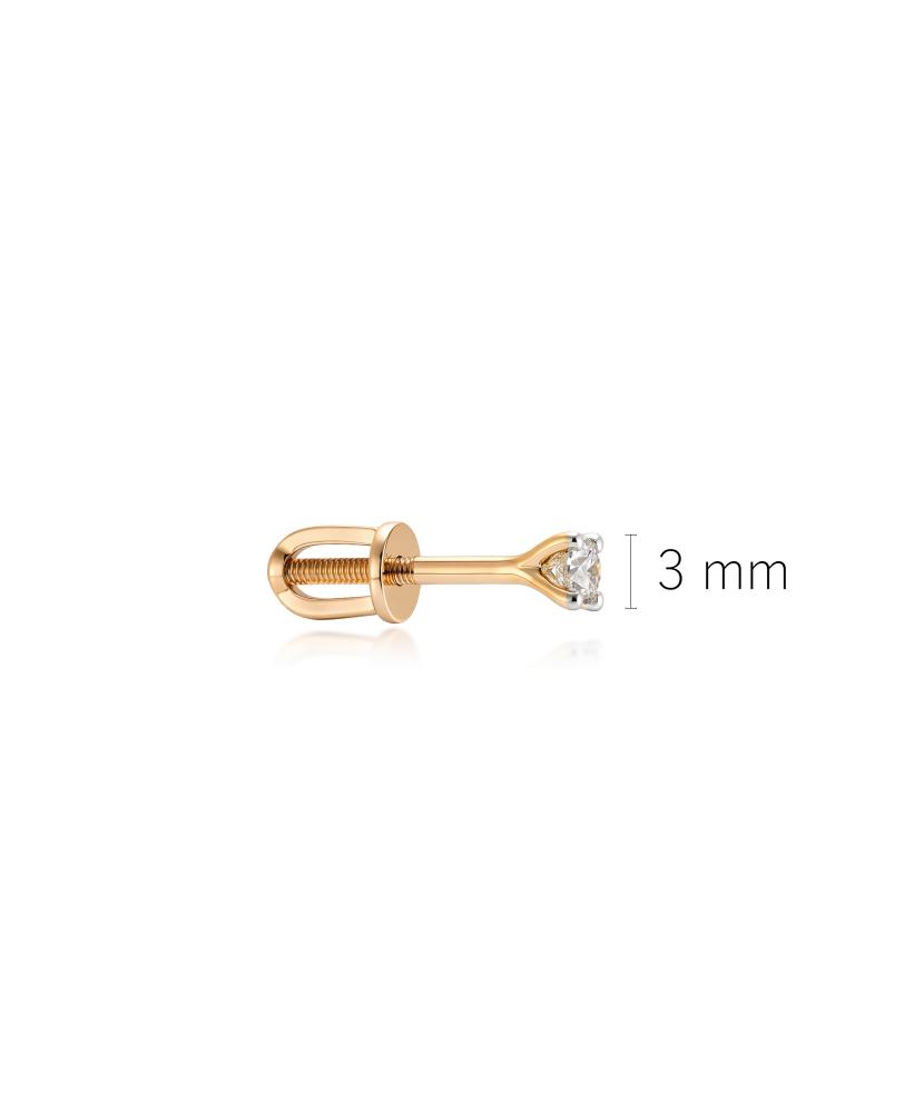 Yellow gold earring with diamond (1 pc) 0.09ct