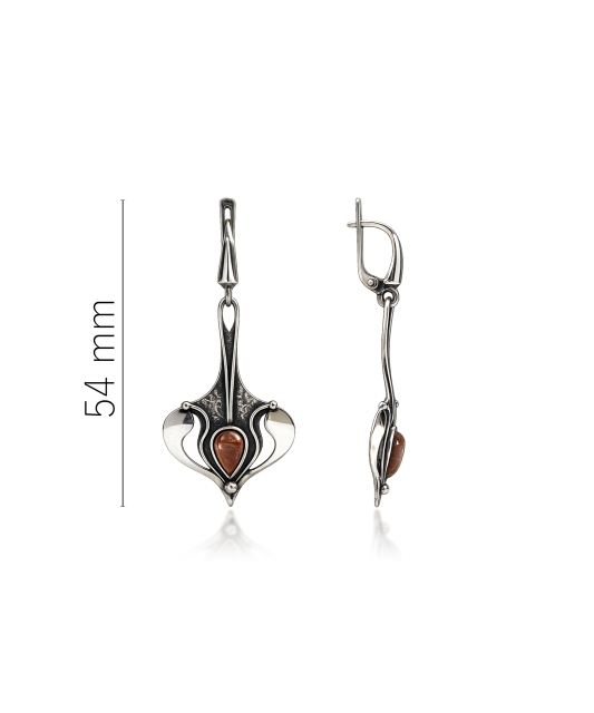 Silver earrings with sunstone