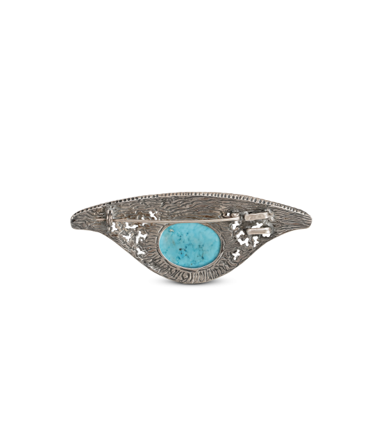 Silver brooch with turquoise