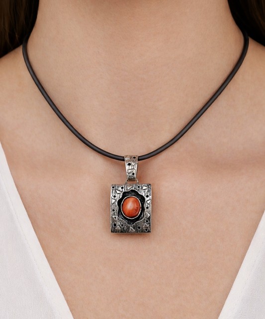 Sterling silver pendant with coral