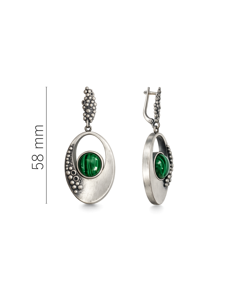 Sterling silver earrings with malachite