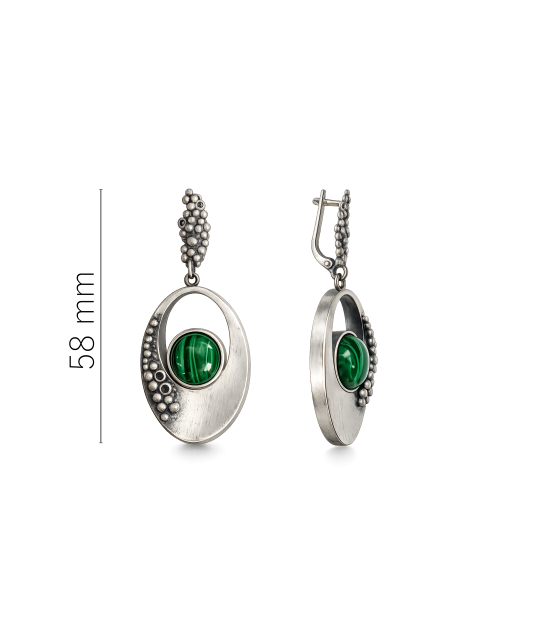 Sterling silver earrings with malachite