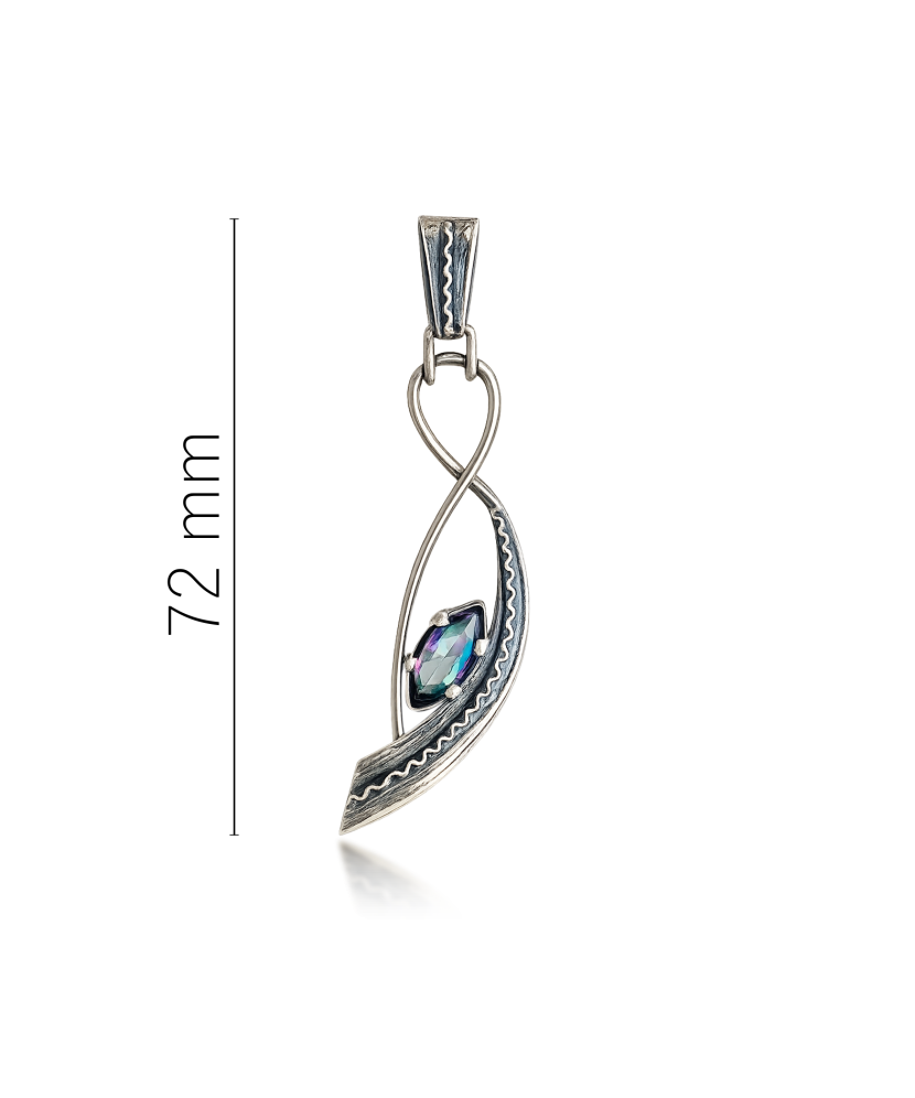 Silver pendant with mystical topaz